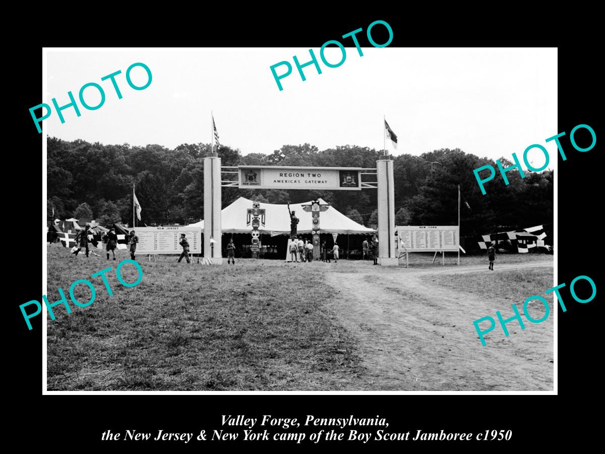 OLD LARGE HISTORIC PHOTO VALLEY FORGE PA, THE NJ & NEW YORK BOY SCOUT CAMP c1950