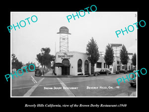 OLD LARGE HISTORIC PHOTO BEVERLY HILLS CALIFORNIA, BROWN DERBY RESTAURANT c1940