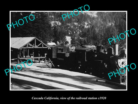 OLD LARGE HISTORIC PHOTO CASCADA CALIFORNIA, VIEW OF THE RAILROAD STATION c1920