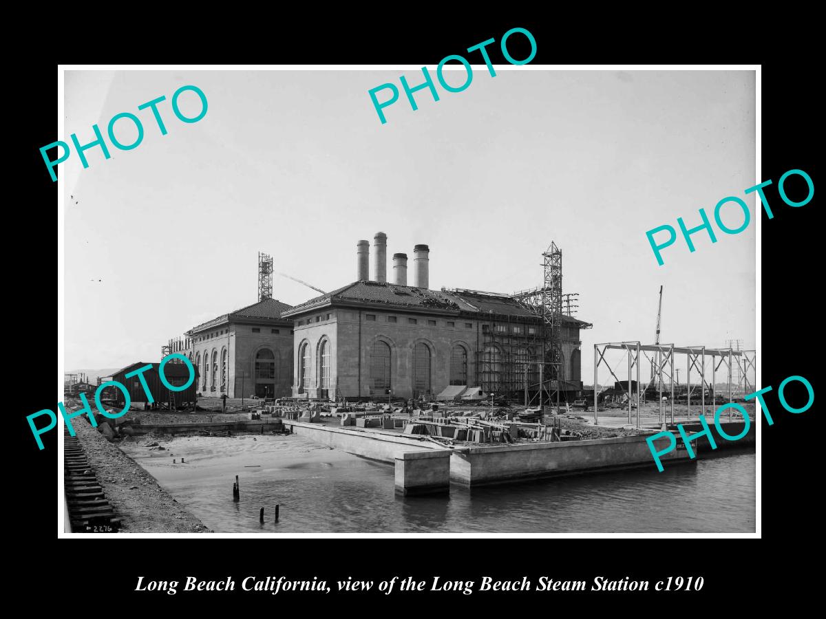 OLD LARGE HISTORIC PHOTO LONG BEACH CALIFORNIA, VIEW OF THE STEAM STATION 1910 1