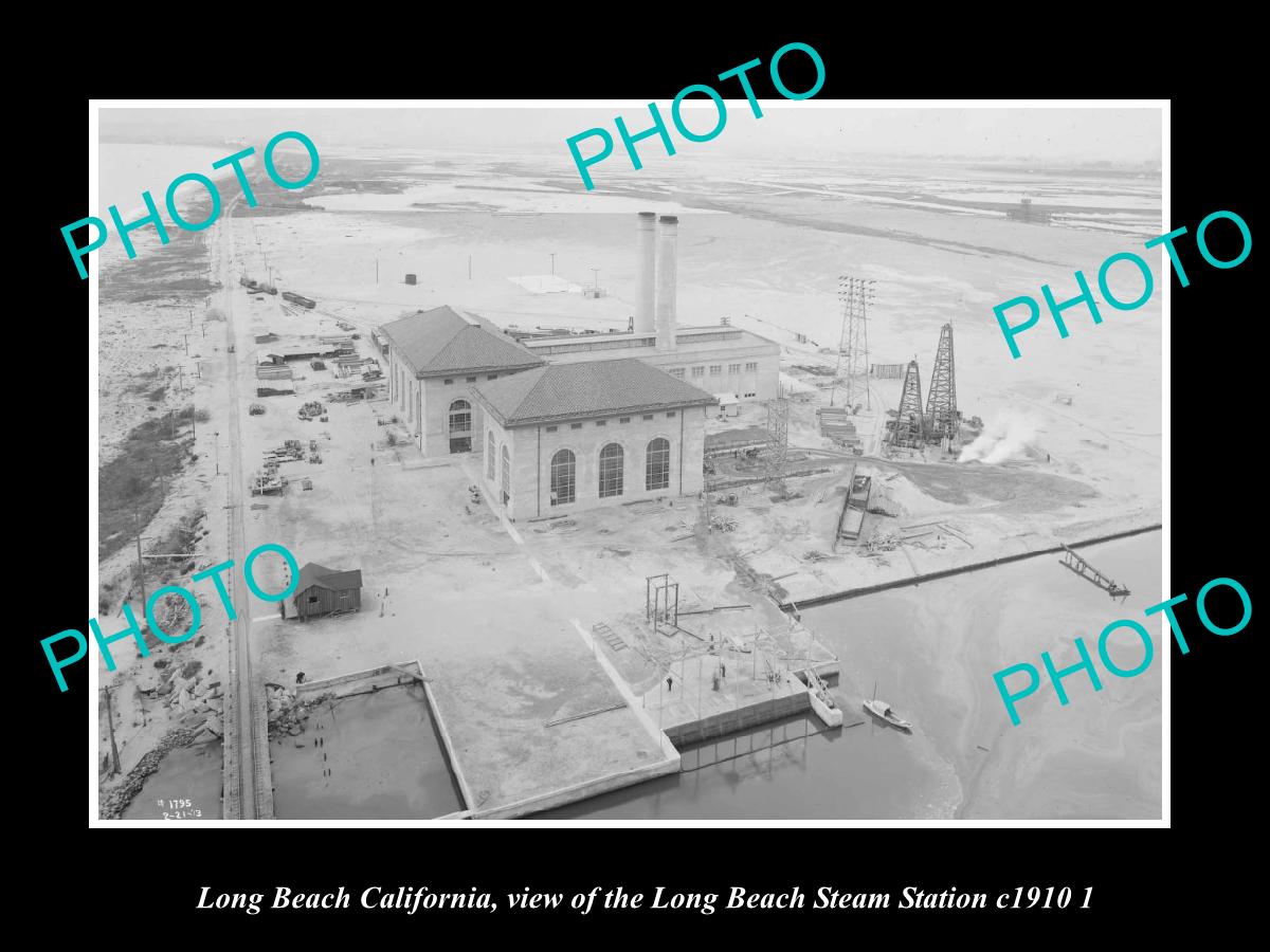 OLD LARGE HISTORIC PHOTO LONG BEACH CALIFORNIA, VIEW OF THE STEAM STATION 1910 2