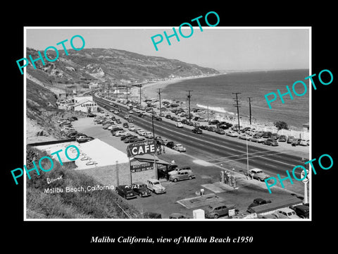 OLD LARGE HISTORIC PHOTO MALIBU CALIFORNIA, VIEW OF MALIBU BEACH c1950