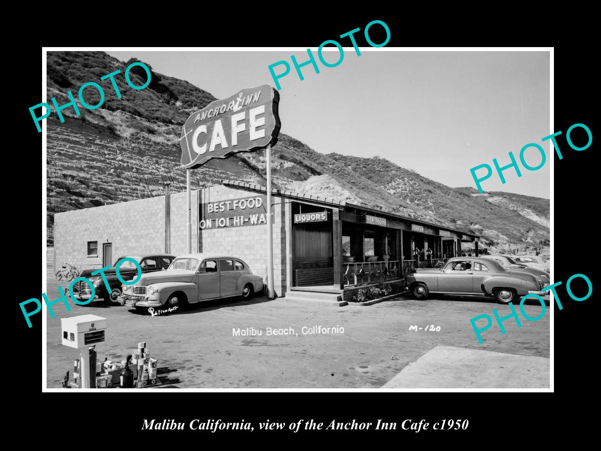 OLD LARGE HISTORIC PHOTO MALIBU CALIFORNIA, VIEW OF THE ANCHOR INN CAFE c1950 1