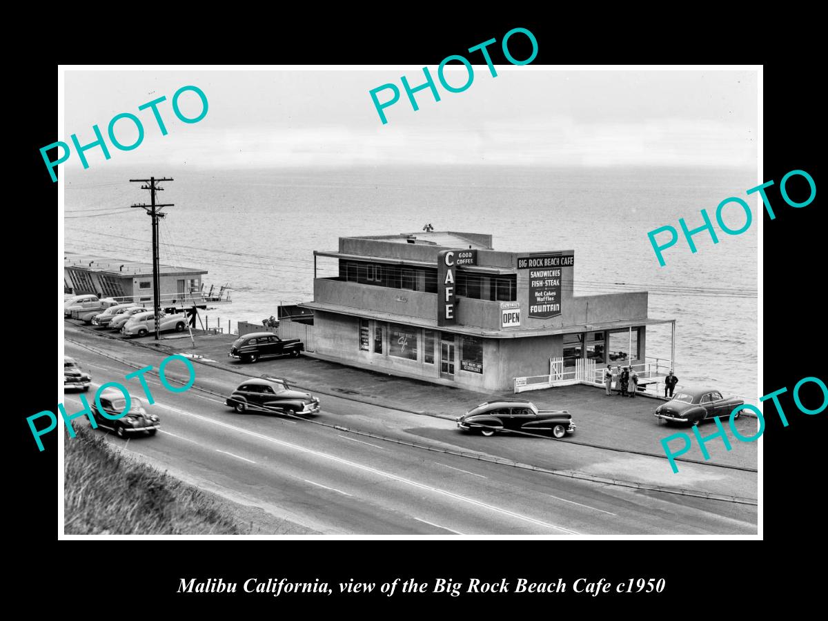 OLD LARGE HISTORIC PHOTO MALIBU CALIFORNIA, THE BIG ROCK BEACH CAFE c1950 1