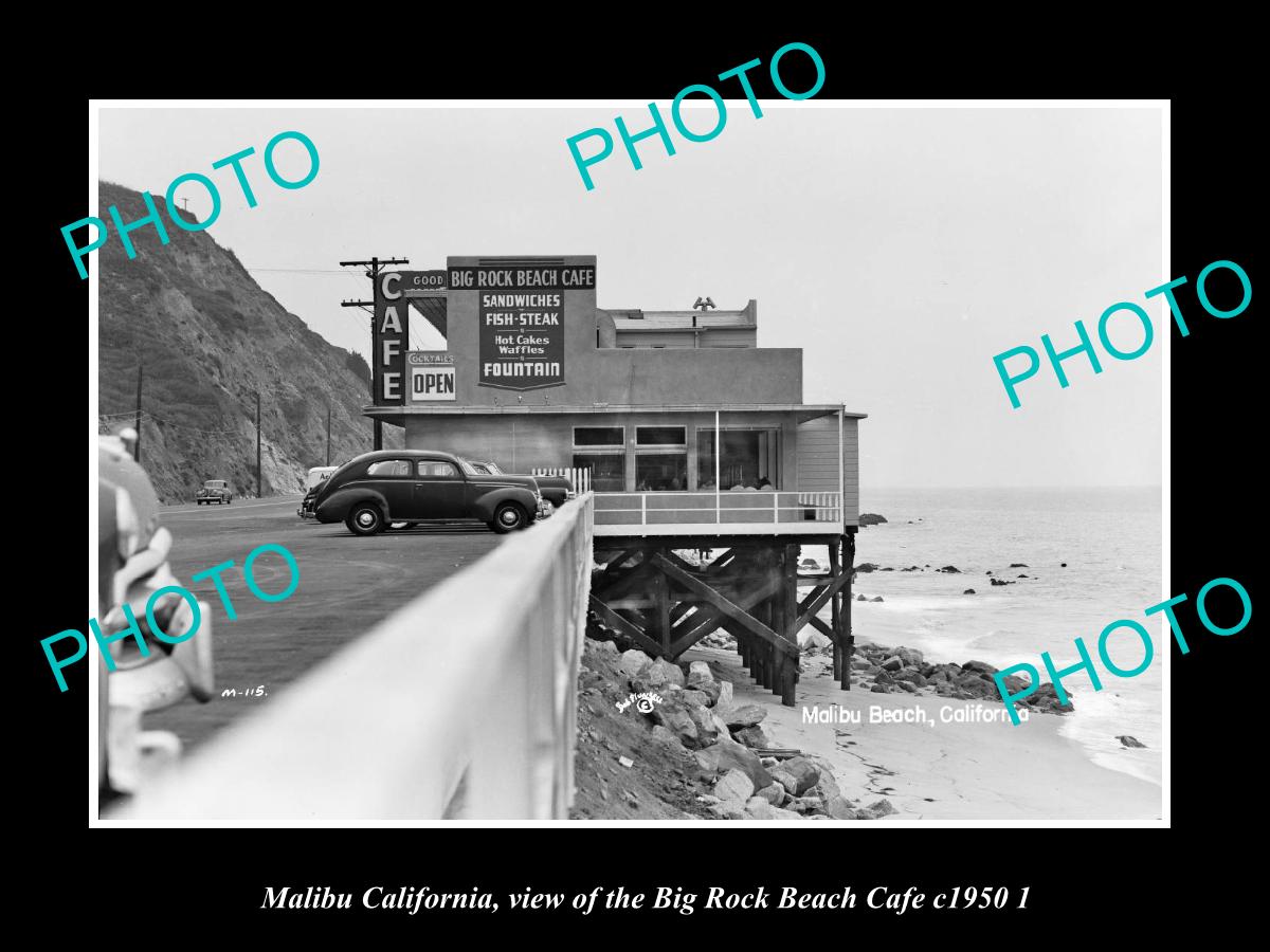 OLD LARGE HISTORIC PHOTO MALIBU CALIFORNIA, THE BIG ROCK BEACH CAFE c1950 2