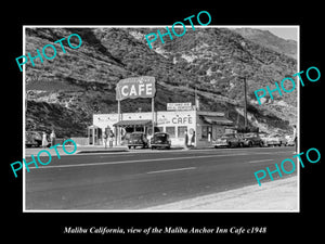 OLD LARGE HISTORIC PHOTO MALIBU CALIFORNIA, VIEW OF THE ANCHOR INN CAFE c1948