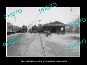 OLD LARGE HISTORIC PHOTO MECRED CALIFORNIA, THE RAILWAY STATION c1920