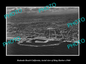 OLD LARGE HISTORIC PHOTO REDONDO BEACH CALIFORNIA, VIEW OF KING HARBOR c1960 1