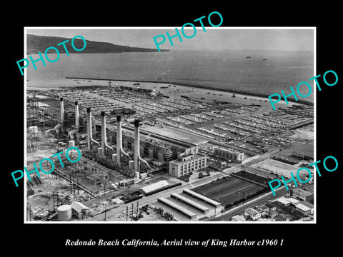 OLD LARGE HISTORIC PHOTO REDONDO BEACH CALIFORNIA, VIEW OF KING HARBOR c1960 2