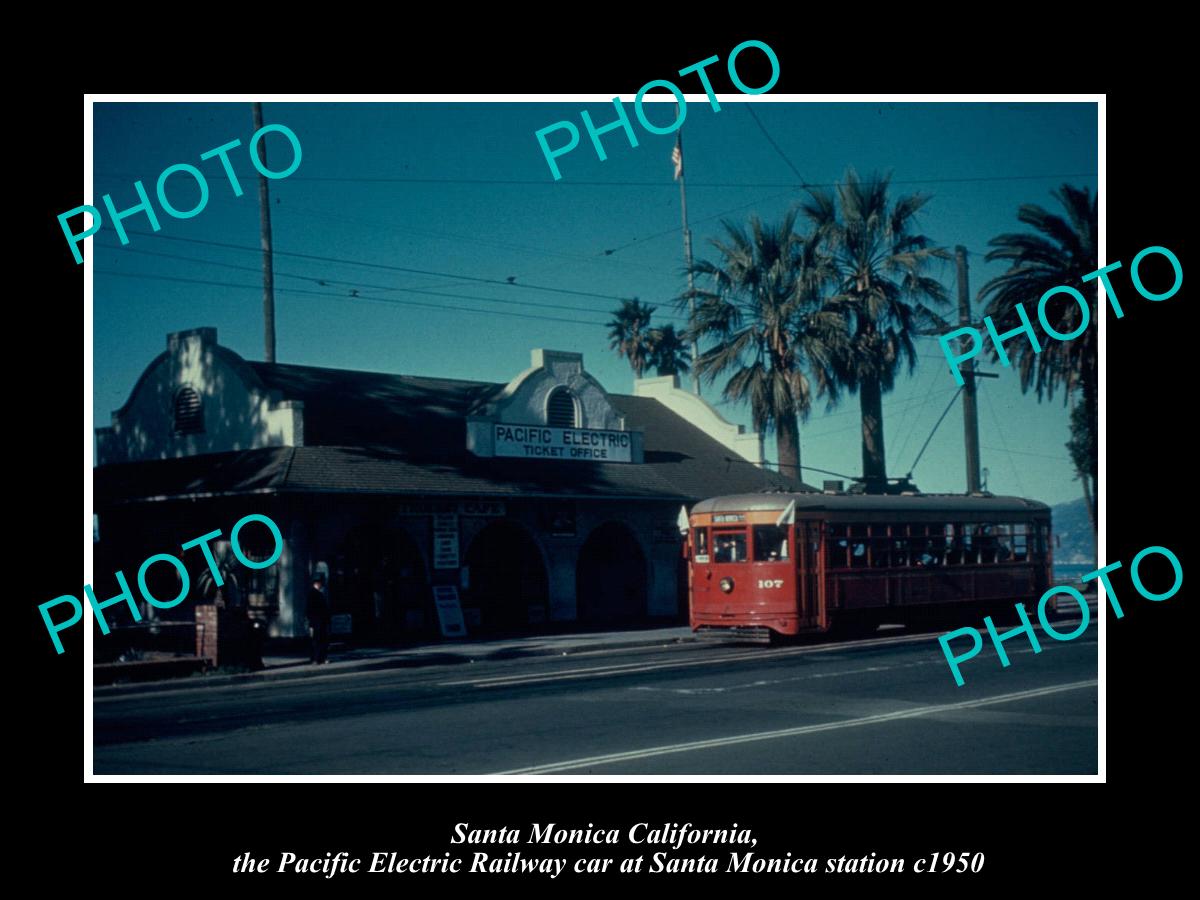 OLD HISTORIC PHOTO SANTA MONICA CALIFORNIA, THE PACIFIC ELECTRIC STATION c1950