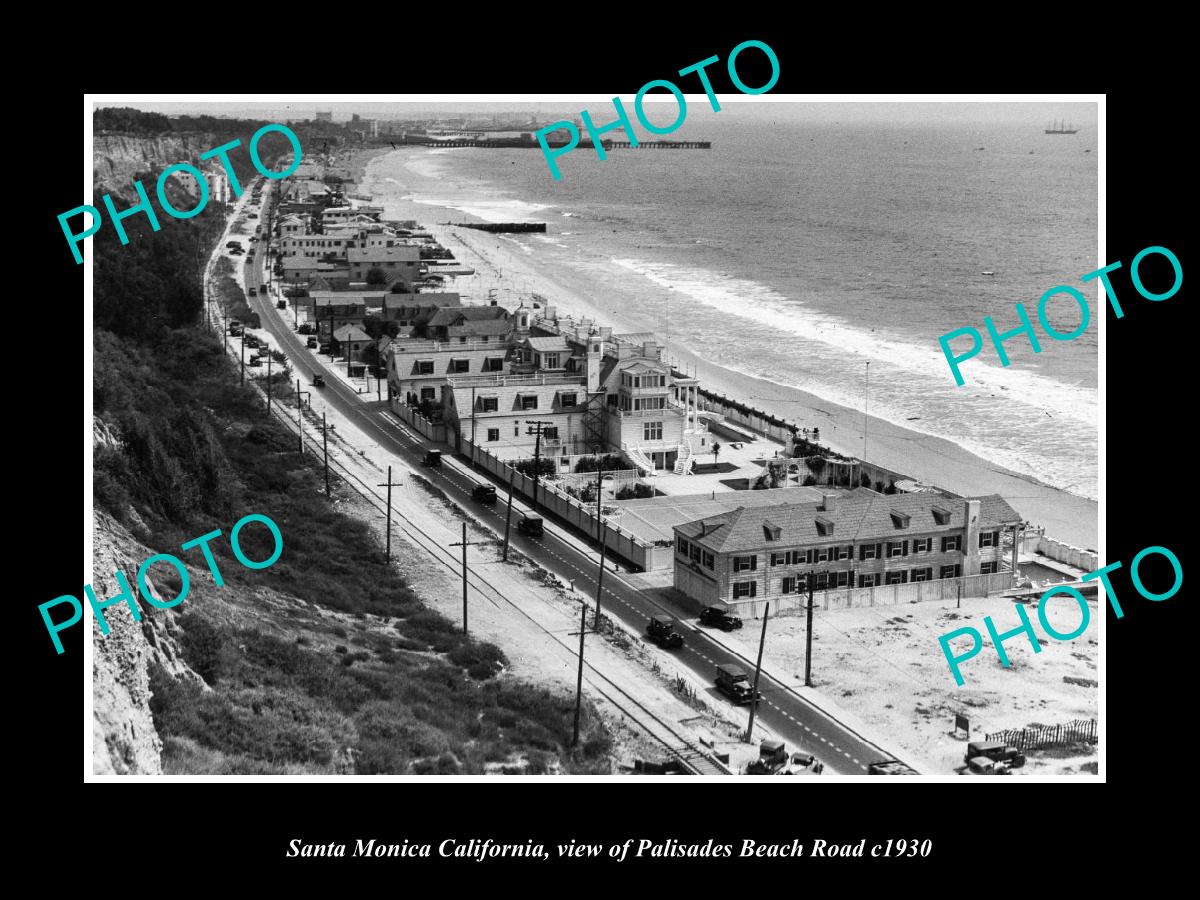 OLD HISTORIC PHOTO SANTA MONICA CALIFORNIA, VIEW OF PALISADES BEACH c1930