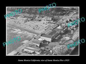 OLD LARGE HISTORIC PHOTO SANTA MONICA CALIFORNIA, AERIAL VIEW OF PIER c1925 1