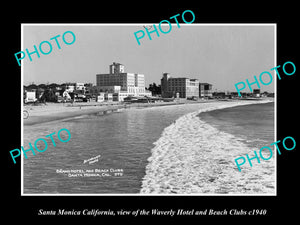 OLD LARGE HISTORIC PHOTO SANTA MONICA CALIFORNIA, THE WAVERLY HOTEL c1940