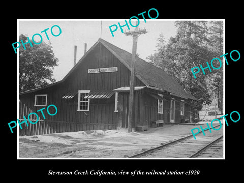 OLD LARGE HISTORIC PHOTO STEVENSOON CREEK CALIFORNIA, THE RAILWAY STATION c1920