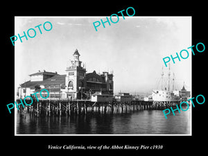 OLD LARGE HISTORIC PHOTO VENICA CALIFORNIA, THE ABBOT KINNEY PIER c1940