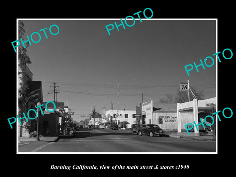 OLD LARGE HISTORIC PHOTO BANNING CALIFORNIA, VIEW OF MAIN ST & STORES c1940 1