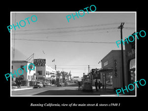 OLD LARGE HISTORIC PHOTO BANNING CALIFORNIA, VIEW OF MAIN ST & STORES c1940 2