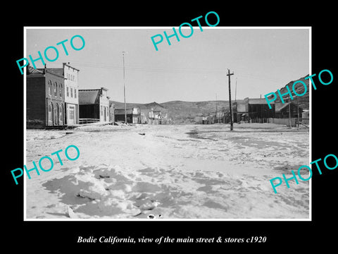 OLD LARGE HISTORIC PHOTO BODIE CALIFORNIA, VIEW OF MAIN ST & STORES c1920