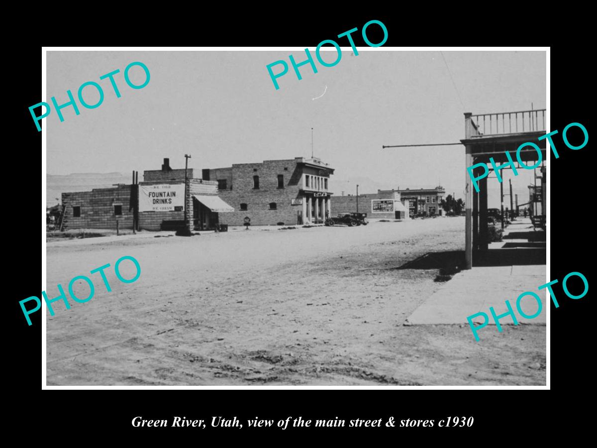 OLD LARGE HISTORIC PHOTO GREEN RIVER UTAH, THE MAIN ST & STORES c1930