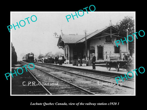 OLD LARGE HISTORIC PHOTO LACHUTE QUEBEC CANADA, THE RAILWAY STATION c1920 2