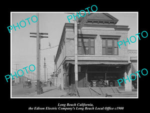 OLD LARGE HISTORIC PHOTO LONG BEACH CALIFORNIA, THE EDISON ELECTRIC OFFICE c1900