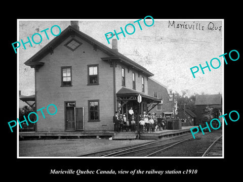 OLD LARGE HISTORIC PHOTO MARIEVILLE QUEBEC CANADA, THE RAILWAY STATION c1910