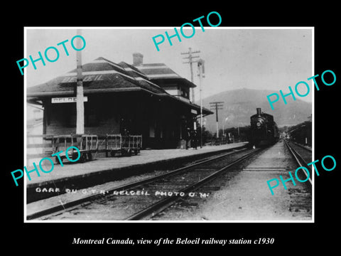 OLD LARGE HISTORIC PHOTO MONTREAL CANADA, THE BELOEIL RAILWAY STATION c1930