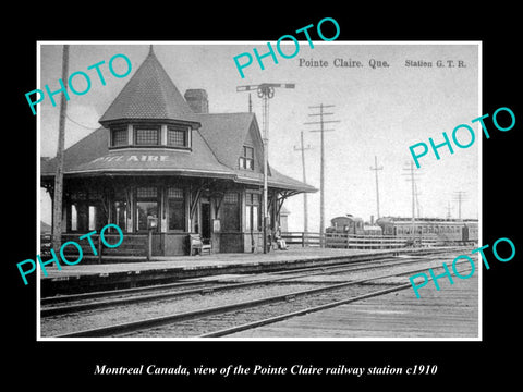 OLD LARGE HISTORIC PHOTO MONTREAL CANADA, THE POINTE CLAIRE RAILWAY STATION 1910