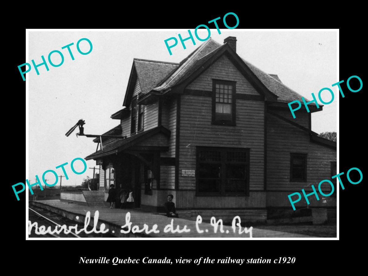 OLD LARGE HISTORIC PHOTO NEUVILLE QUEBEC CANADA, THE RAILWAY STATION c1920