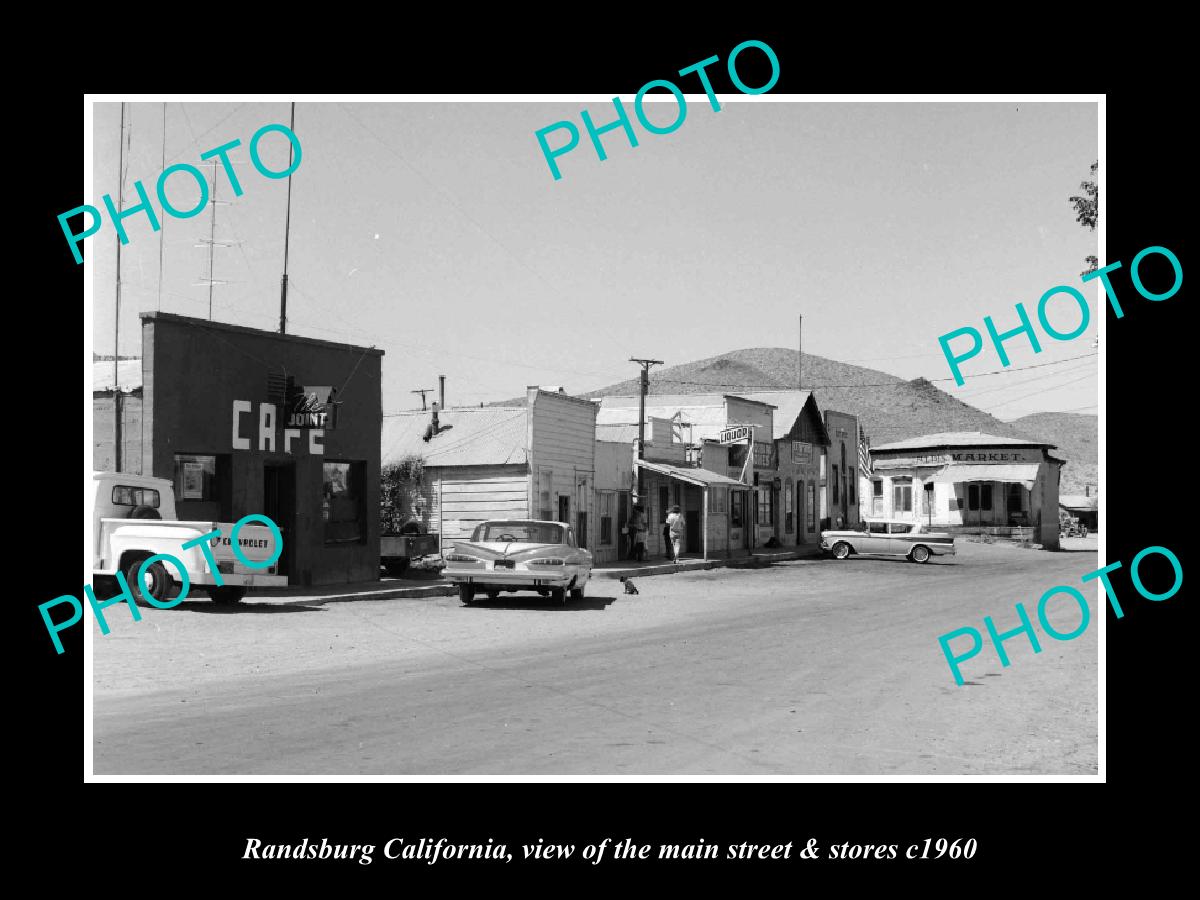 OLD LARGE HISTORIC PHOTO RANDSBURG CALIFORNIA, THE MAIN STREET & STORES c1960