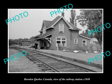 OLD LARGE HISTORIC PHOTO RAWDON QUEBEC CANADA, THE RAILWAY STATION c1940