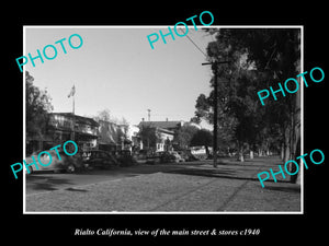 OLD LARGE HISTORIC PHOTO RIALTO CALIFORNIA, THE MAIN STREET & STORES c1940