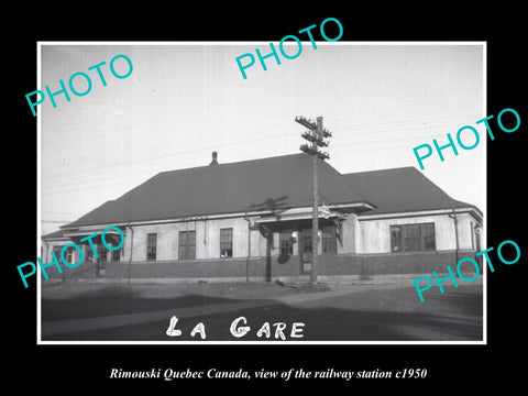 OLD LARGE HISTORIC PHOTO RIMOUSKI QUEBEC CANADA, THE RAILWAY STATION c1950