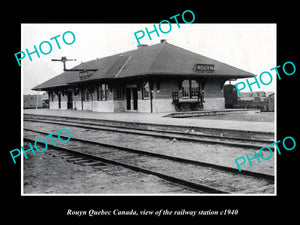 OLD LARGE HISTORIC PHOTO ROUYN QUEBEC CANADA, THE RAILWAY STATION c1940