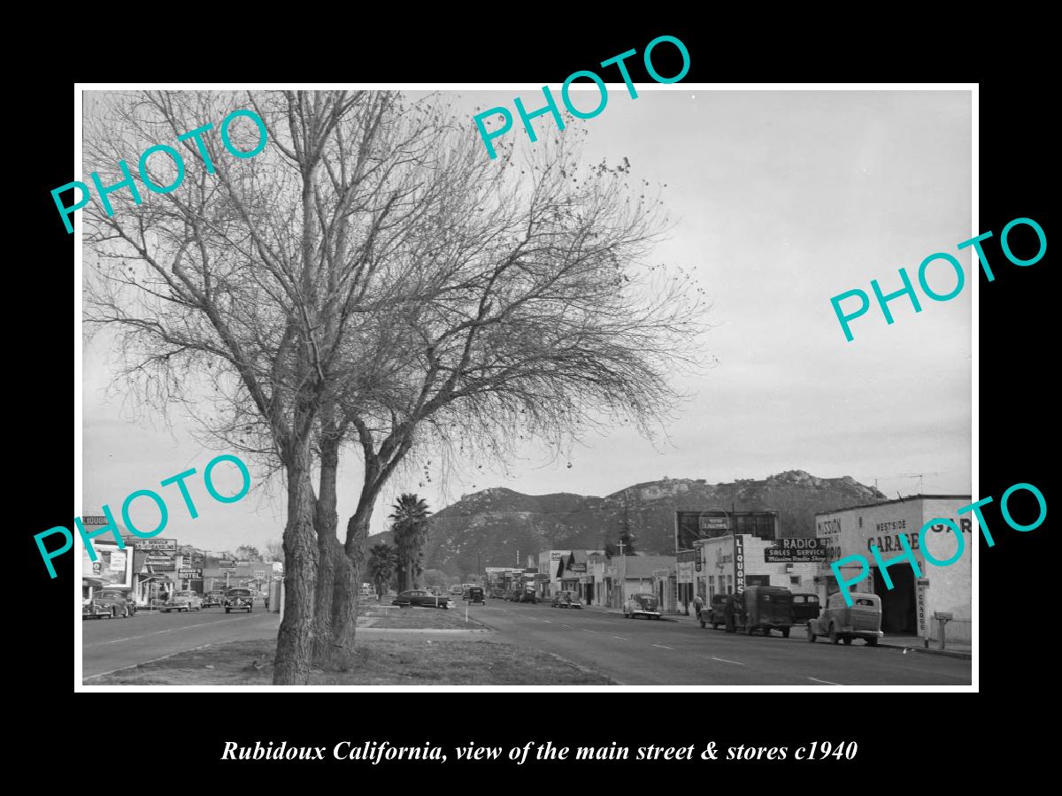 OLD LARGE HISTORIC PHOTO RUBIDOUX CALIFORNIA, THE MAIN STREET & STORES c1940