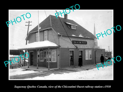 OLD LARGE HISTORIC PHOTO SAGUENAY CANADA, CHICOUTIMI OUEST RAILWAY STATION c1930