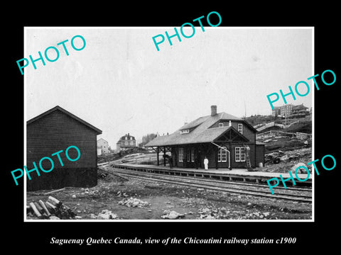 OLD LARGE HISTORIC PHOTO SAGUENAY CANADA, THE CHICOUTIMI RAILWAY STATION c1900