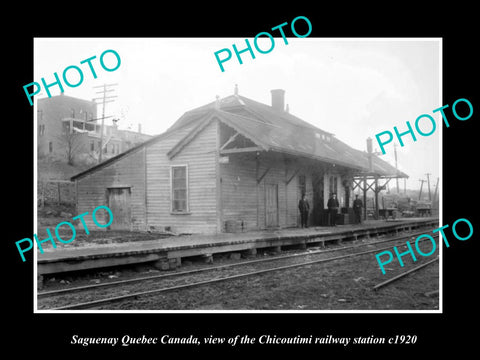 OLD LARGE HISTORIC PHOTO SAGUENAY CANADA, THE CHICOUTIMI RAILWAY STATION c1920