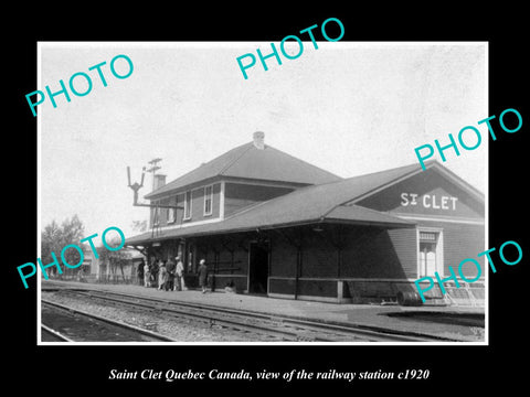 OLD LARGE HISTORIC PHOTO SAINT CLEC QUEBEC CANADA, THE RAILWAY STATION c1920