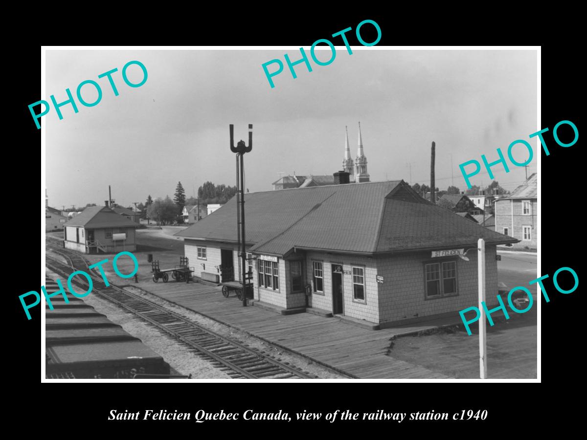 OLD LARGE HISTORIC PHOTO SAINT FELICIEN QUEBEC CANADA, THE RAILWAY STATION c1940