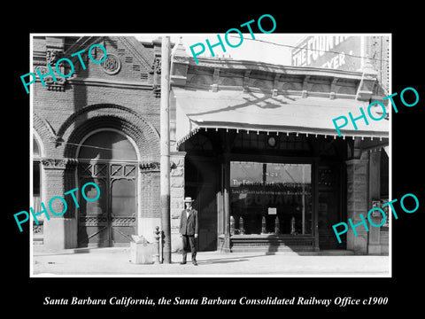 OLD LARGE HISTORIC PHOTO SANTA BARBARA CALIFORNIA THE CONSOLIDATED RAILWAY 1900