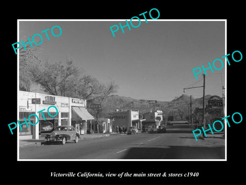 OLD LARGE HISTORIC PHOTO VICTORVILLE CALIFORNIA, THE MAIN ST & STORES 1940