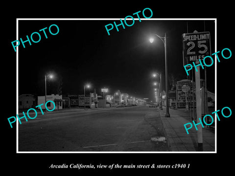 OLD LARGE HISTORIC PHOTO ARCADIA CALIFORNIA, THE MAIN ST & STORES c1940 2