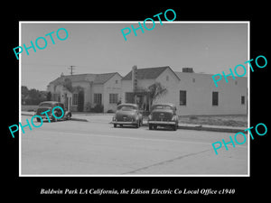 OLD LARGE HISTORIC PHOTO BALDWIN PARK CALIFORNIA, THE EDISON ELECTRIC Co c1940