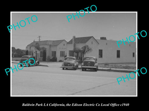 OLD LARGE HISTORIC PHOTO BALDWIN PARK CALIFORNIA, THE EDISON ELECTRIC Co c1940