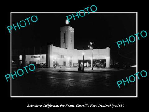 OLD LARGE HISTORIC PHOTO BELVEDERE CALIFORNIA FRANK CARROLL FORD DEALERSHIP 1940