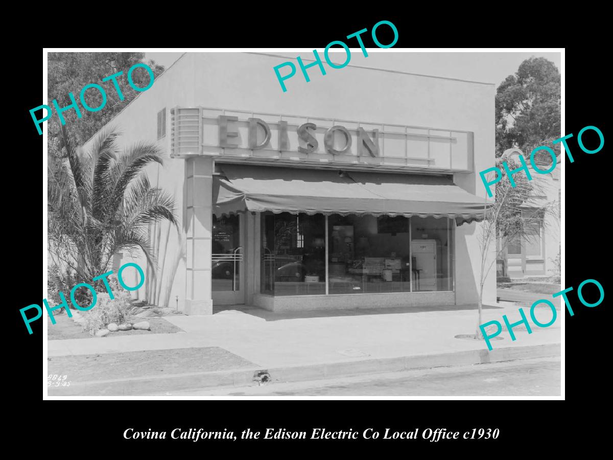 OLD LARGE HISTORIC PHOTO COVINA CALIFORNIA, THE EDISON ELECTRIC Co c1930