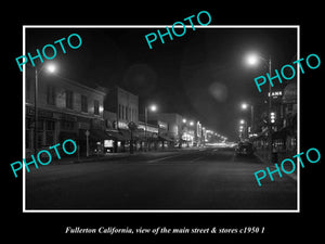 OLD LARGE HISTORIC PHOTO FULLERTON CALIFORNIA, THE MAIN ST & STORES c1950 2