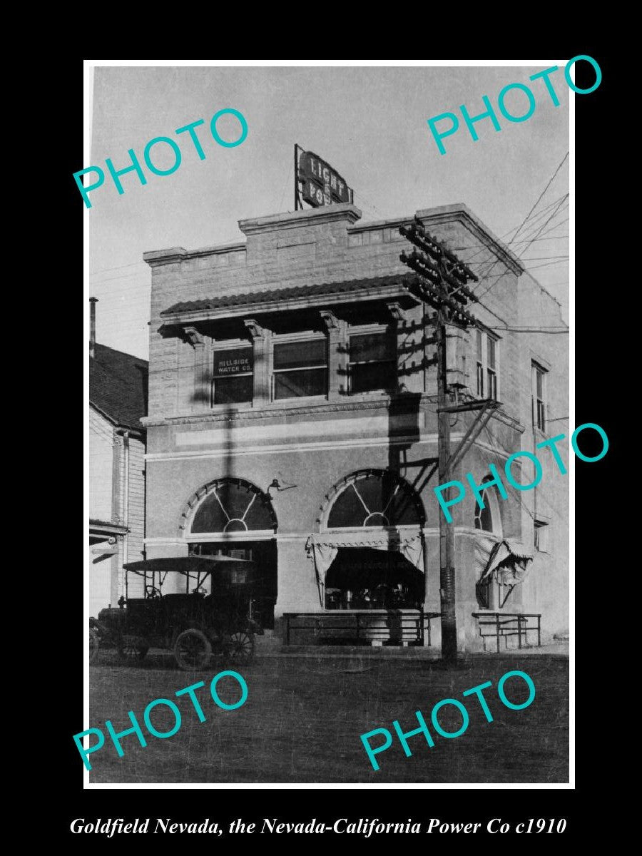 OLD LARGE HISTORIC PHOTO GOLDFIELD NEVADA, THE N&C POER Co OFFICE c1910