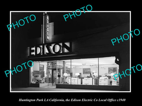 OLD LARGE HISTORIC PHOTO HUNTINGTON PARK CALIFORNIA, EDISON ELECTRIC Co c1940